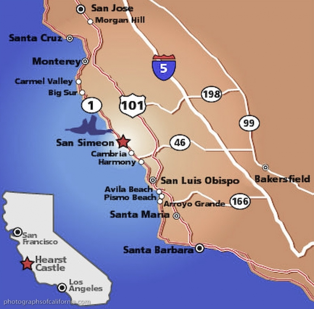 San Simeon Map California Map With Cities Hearst Castle California - Map Of California Showing Santa Barbara