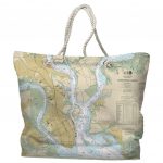 Sc: Charleston Sc Nautical Chart Tote Bag Travel Themed Tote | Etsy   Florida Map Purse