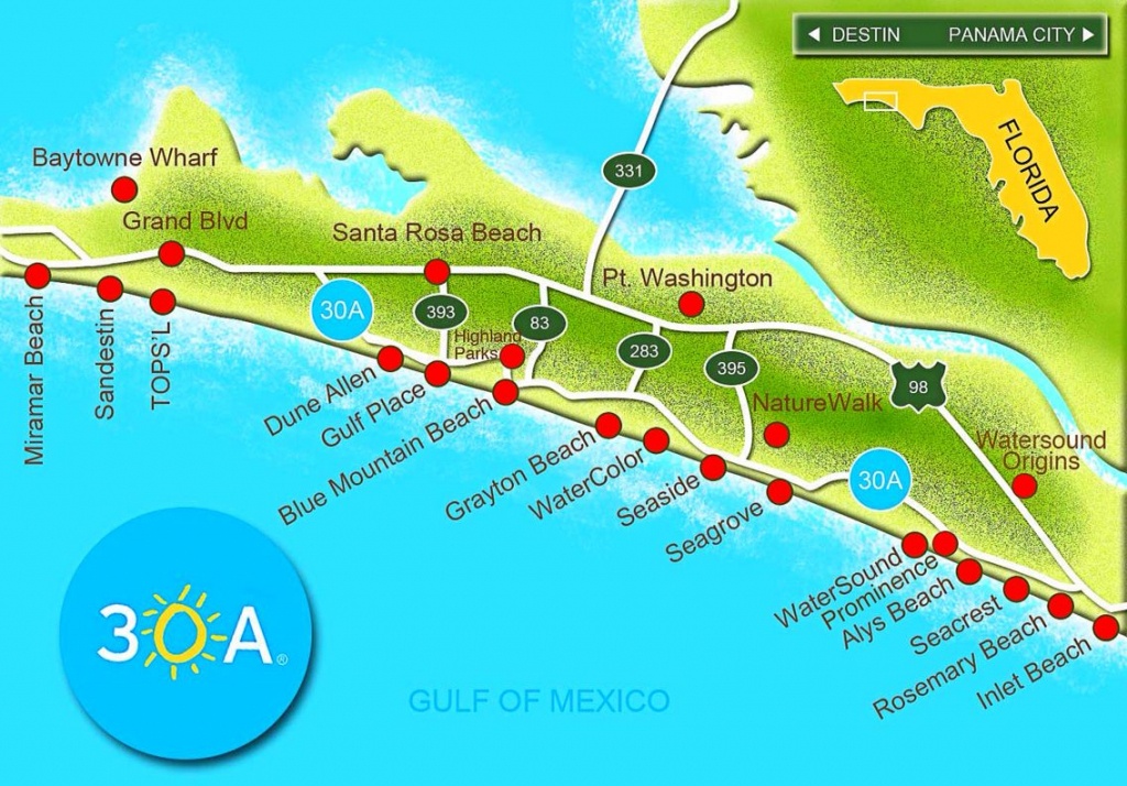 Scenic Highway 30-A Is A 28.5 Mile Slice Of Paradise That Hugs The - Map Of Northwest Florida Beaches
