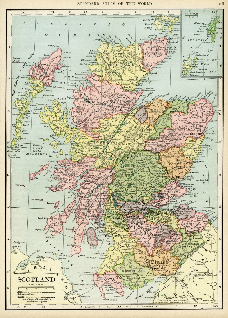 Scotland Map, Vintage Map Download, Antique Map, C. S. Hammond - Printable Map Skye