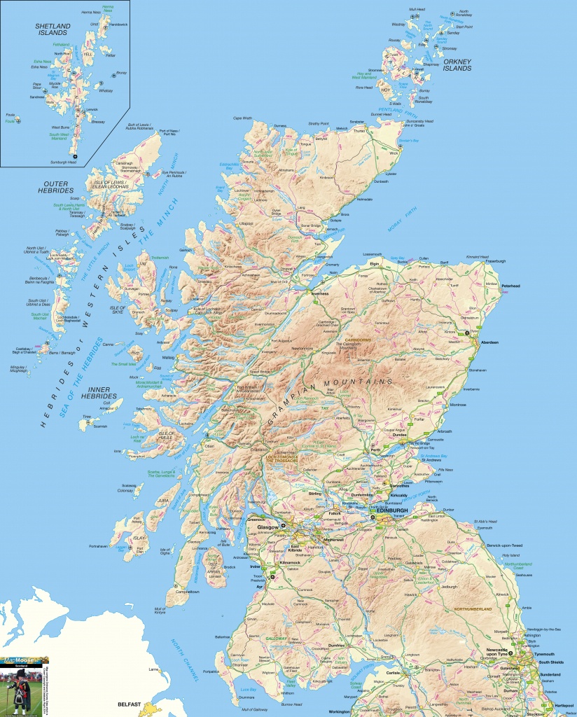 Scotland Offline Map, Including Scottish Highlands, Galloway, Isle - Printable Map Of Scotland