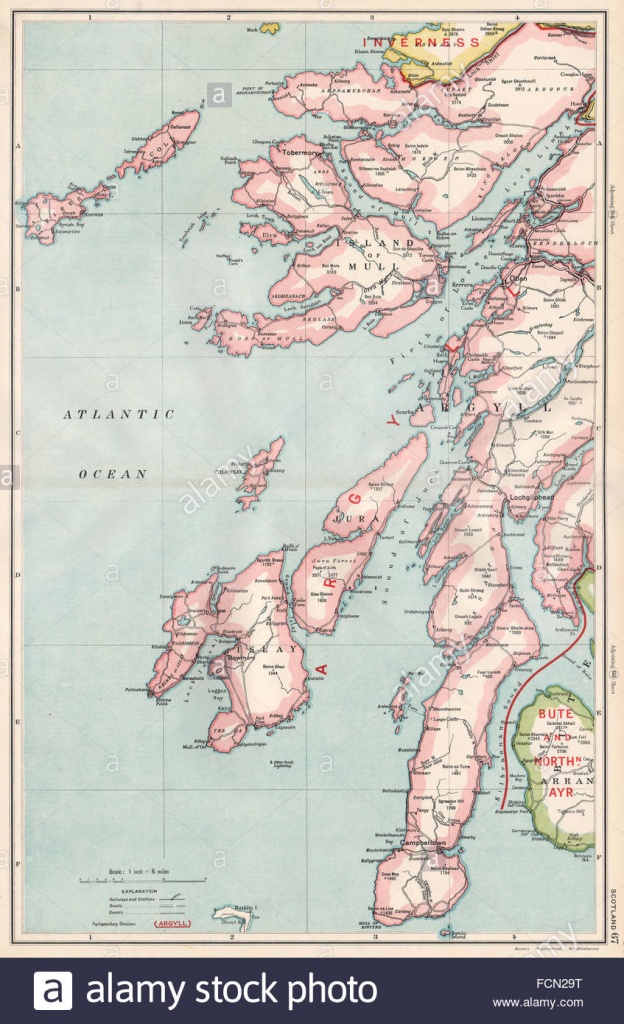 Scottish Islands/argyll:mull Islay Of Kintyre Jura Arran Stock Photo - Printable Map Of Mull