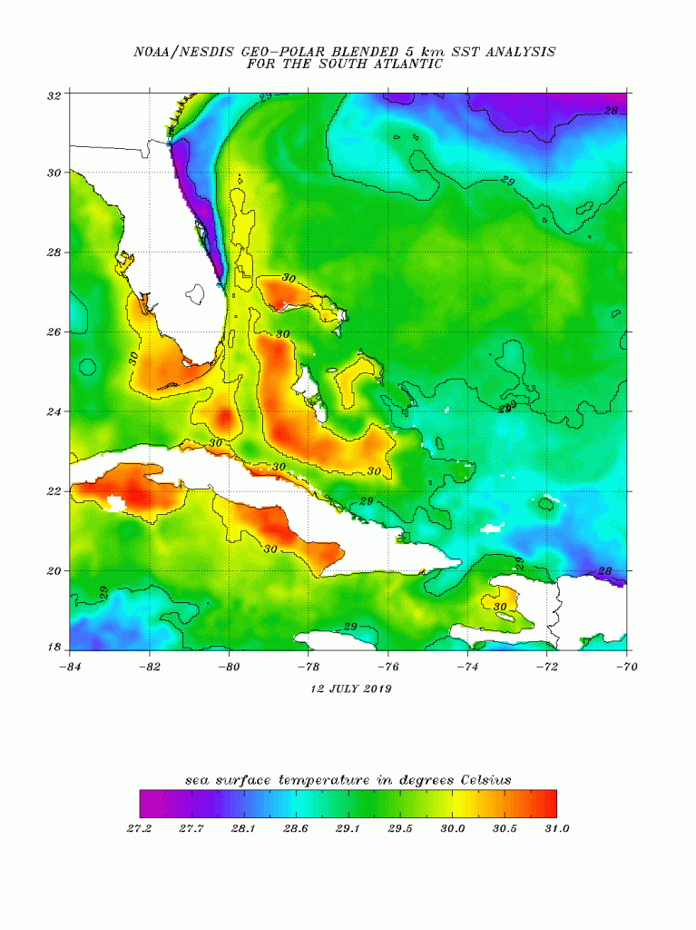 Sea Surface Temperature (Sst) For Florida Coastal And Offshore Waters - Florida Water Temperature Map