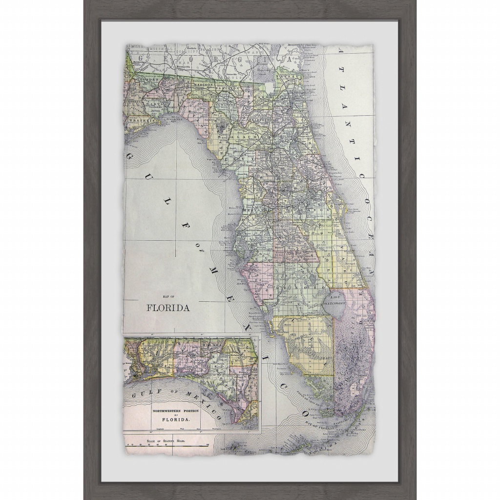 Shop &amp;#039;florida Map&amp;#039; Framed Painting Print - On Sale - Free Shipping - Framed Map Of Florida