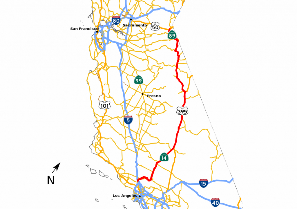 Sierra Highway - Wikipedia - Route 395 California Map