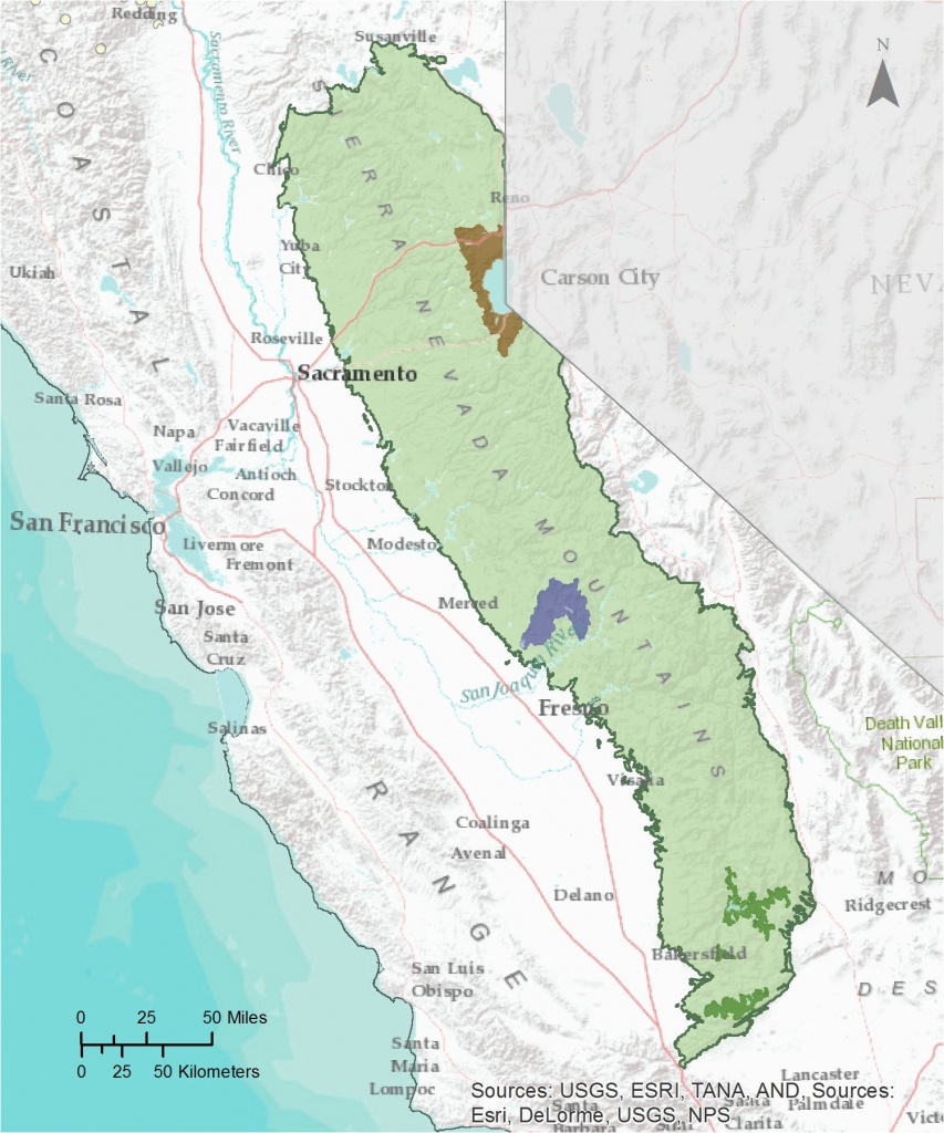 Sierra Madre California Map California Mountain Range Map Detailed - Sierra California Map