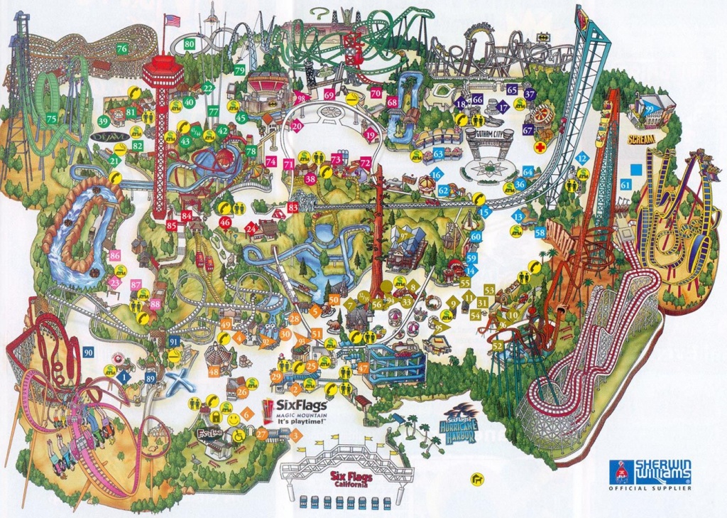 Six Flags Magic Mountain Map. | Valencia, Ca In 2019 | Theme Park - Amusement Parks California Map