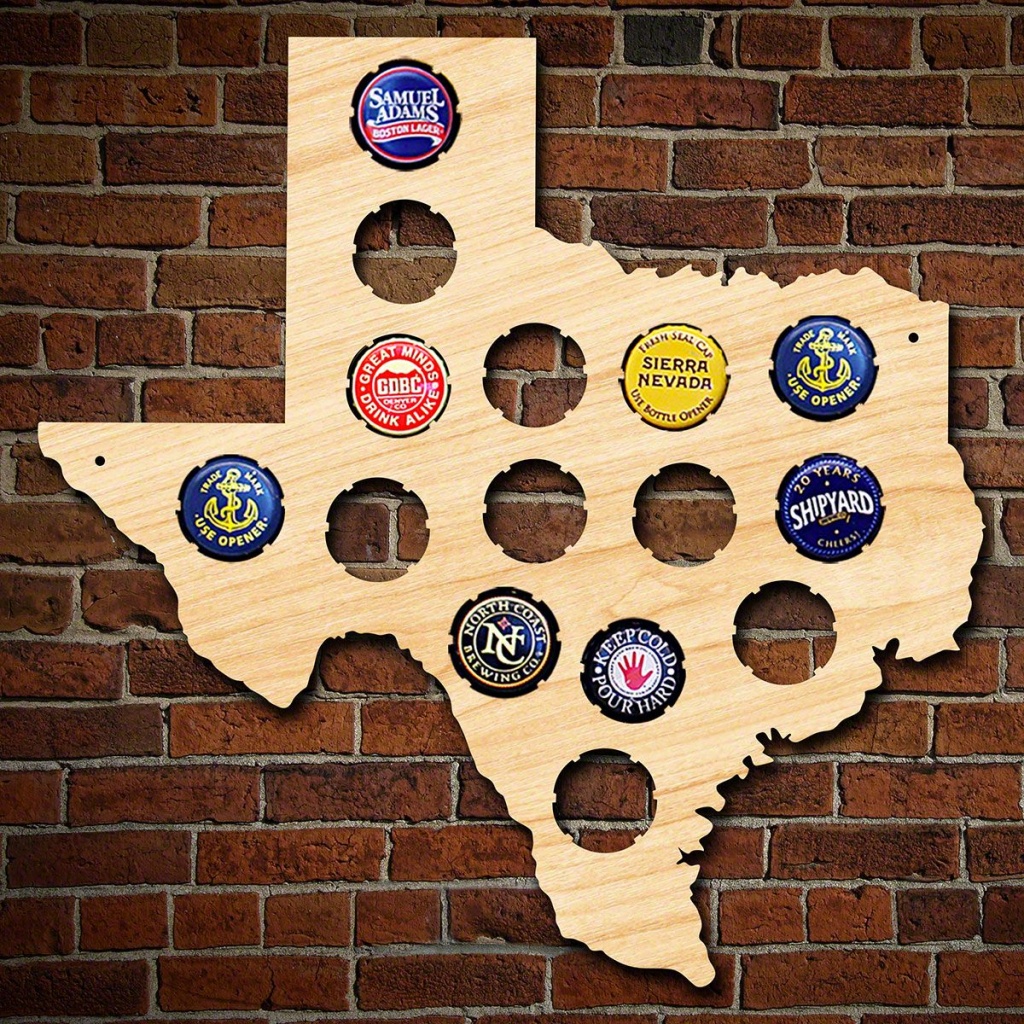 Small Texas Bottle Cap Holder - Texas Beer Cap Map