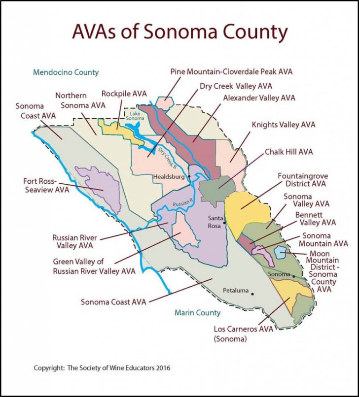 Map Of Sonoma California Area
