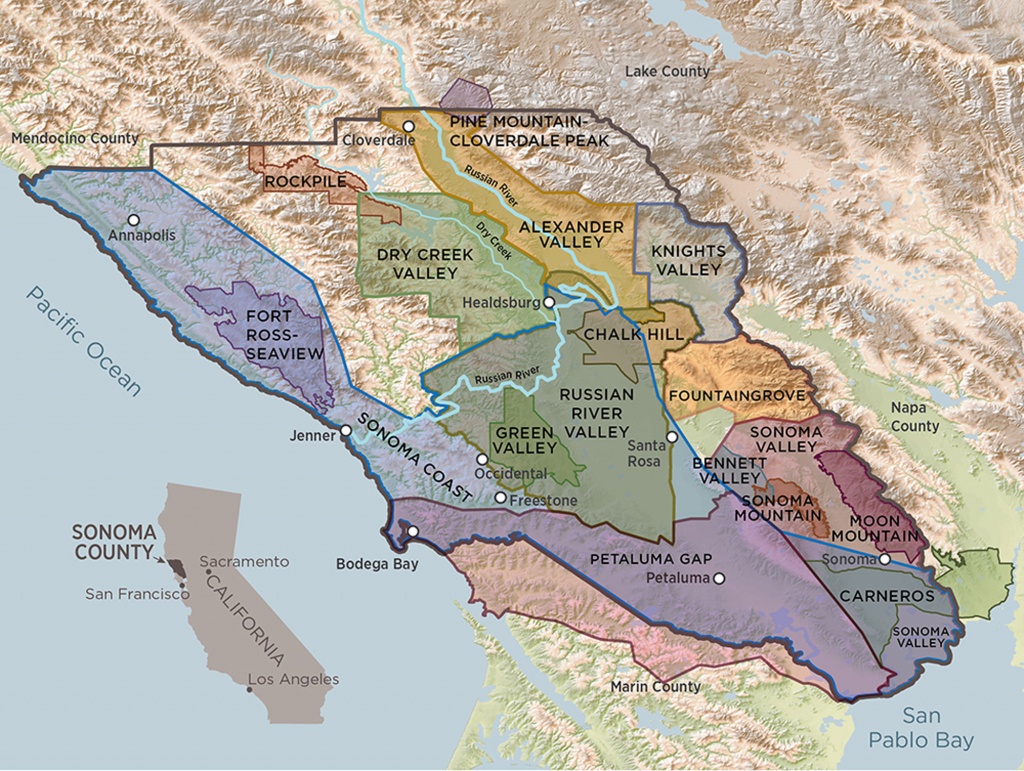 Sonoma County Terroir | A Guide To Sonoma County&amp;#039;s 17 Avas - Map Of Northern California Wine Regions
