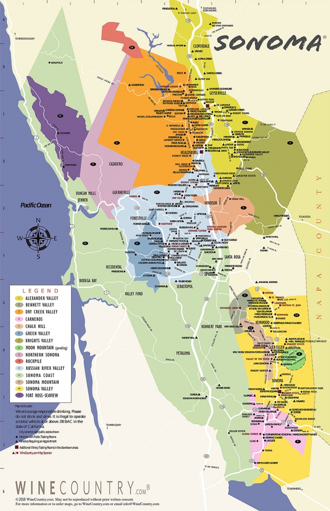 Sonoma County Wine Country Maps - Sonoma - Printable Napa Winery Map