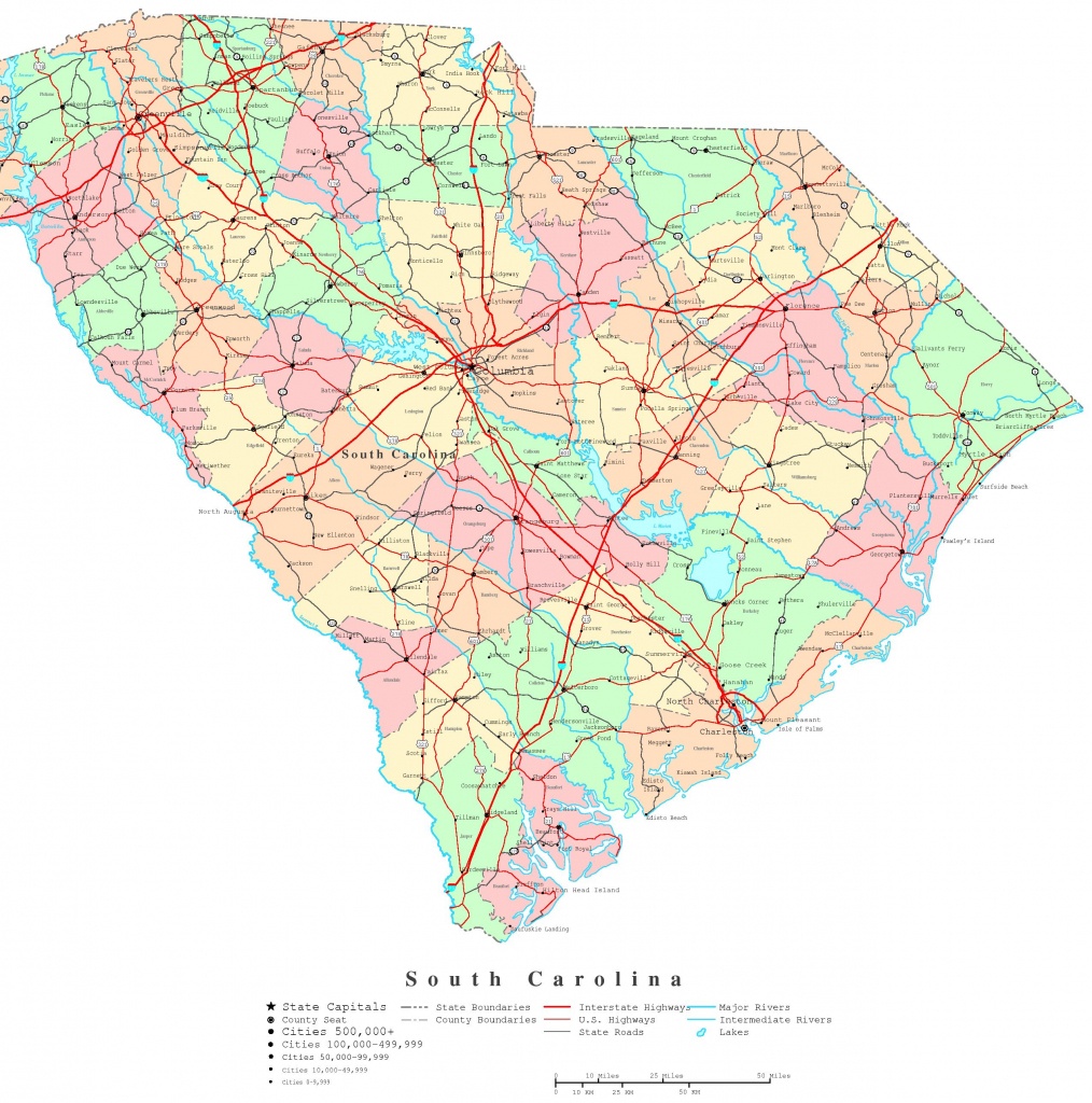 South Carolina Printable Map - South Carolina County Map Printable