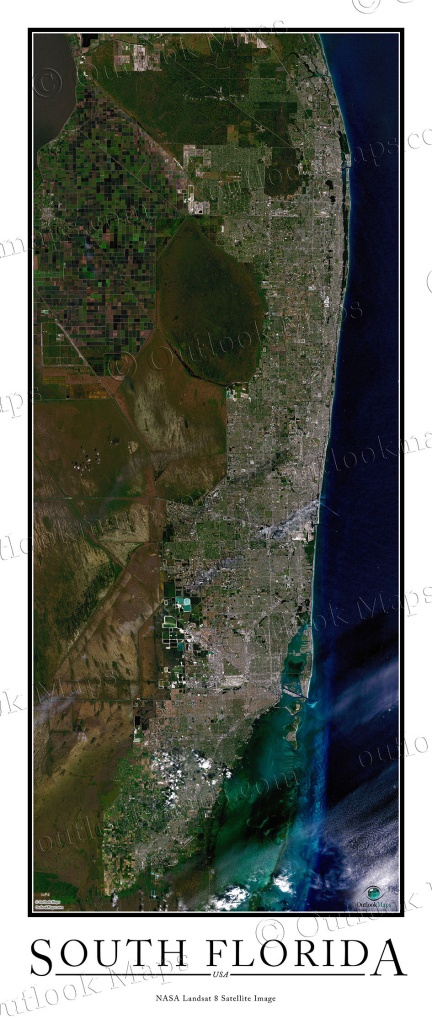South Florida Satellite Map Print | Aerial Image Poster - Satellite Map Of Florida