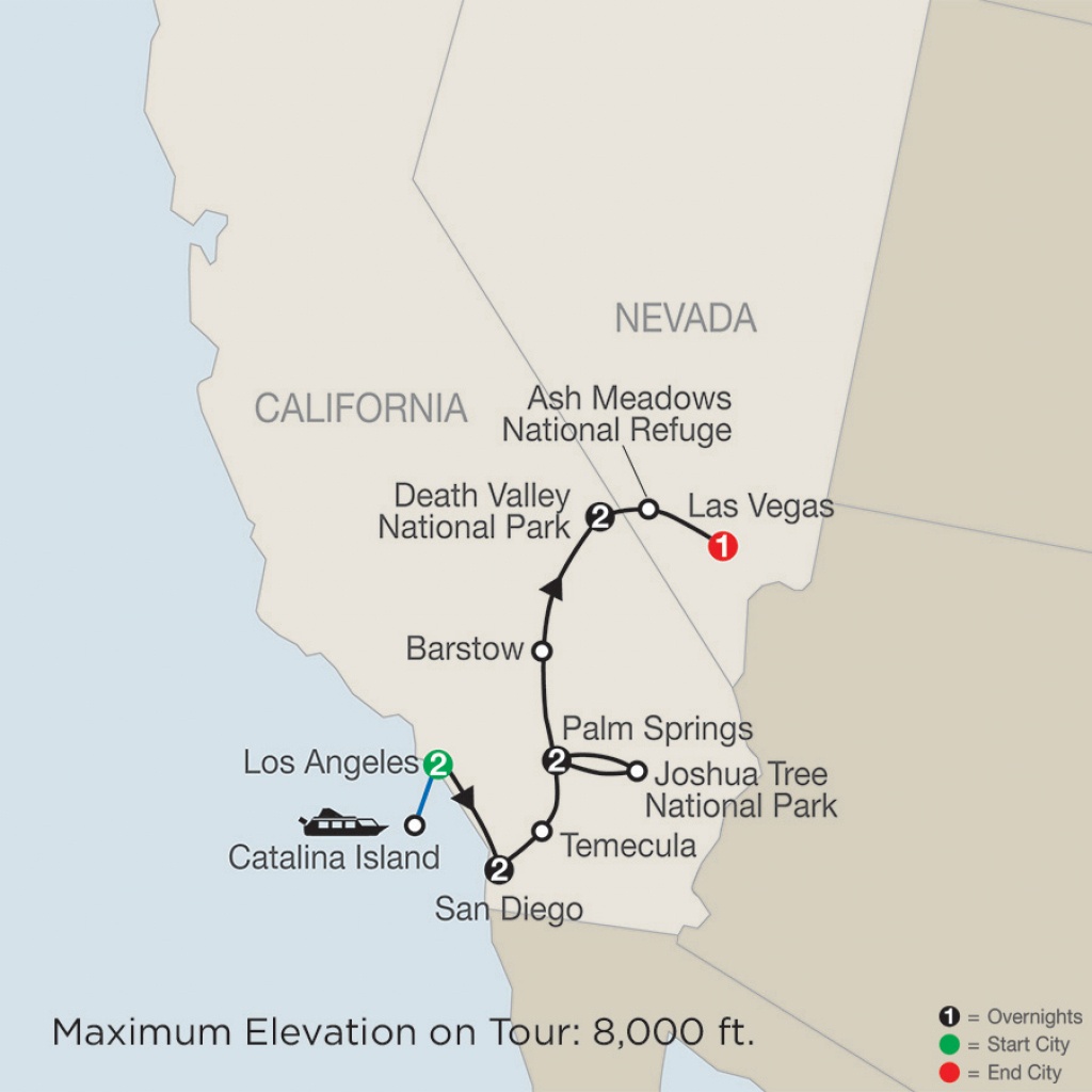 Southern California Tour With Death Valley &amp;amp; Joshua Tree National - Southern California National Parks Map