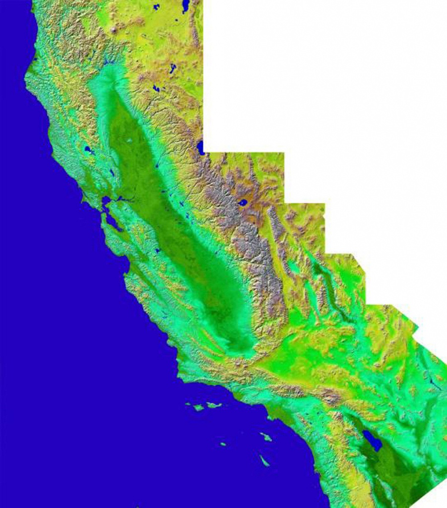Space Images | Shaded Relief With Color As Height, California Mosaic - California Landforms Map