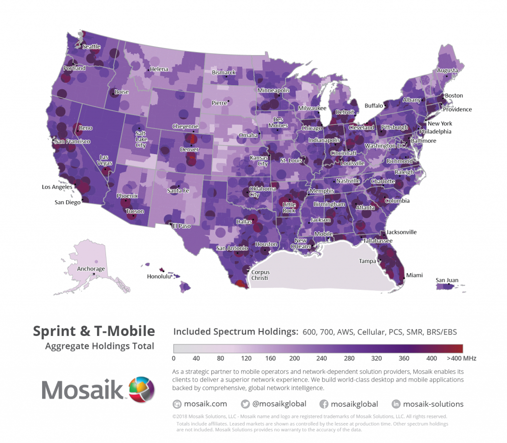 Spectrum Position Of A Merged T-Mobile Us/sprint - Rcr Wireless News - Spectrum Coverage Map Florida