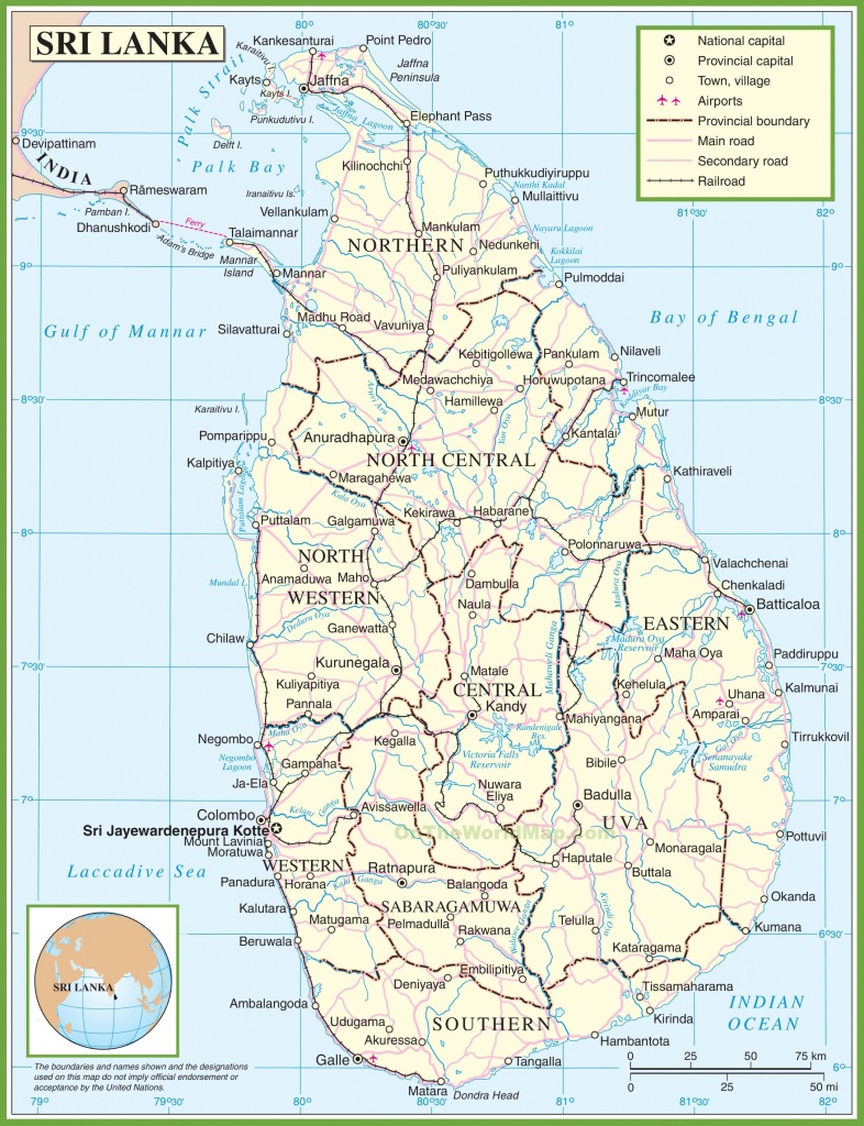 Sri Lanka Political Map - Printable Map Of Sri Lanka