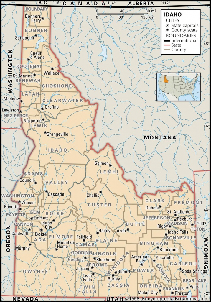 State And County Maps Of Idaho - Printable Map Of Idaho