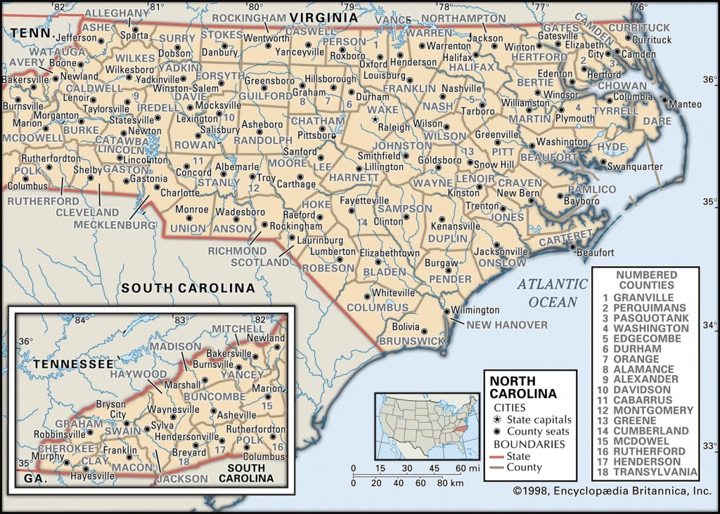 State And County Maps Of North Carolina - Winston California Map