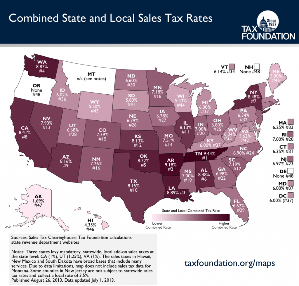 State And Local Sales Tax Rates Midyear 2013 | Tax Foundation - Texas Sales Tax Map