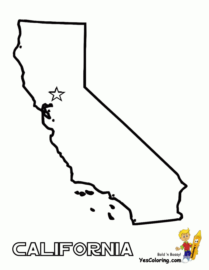 State Map Of California Coloring Sheet For Kids At Yescoloring - Blank Map Of California Printable
