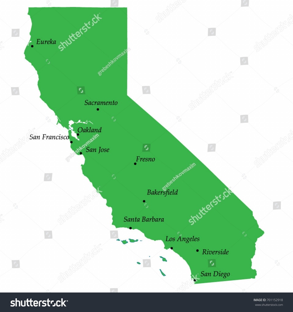 Stock Vector Map Of California State Of Usa With Main Cities Big Map - Big Map Of California