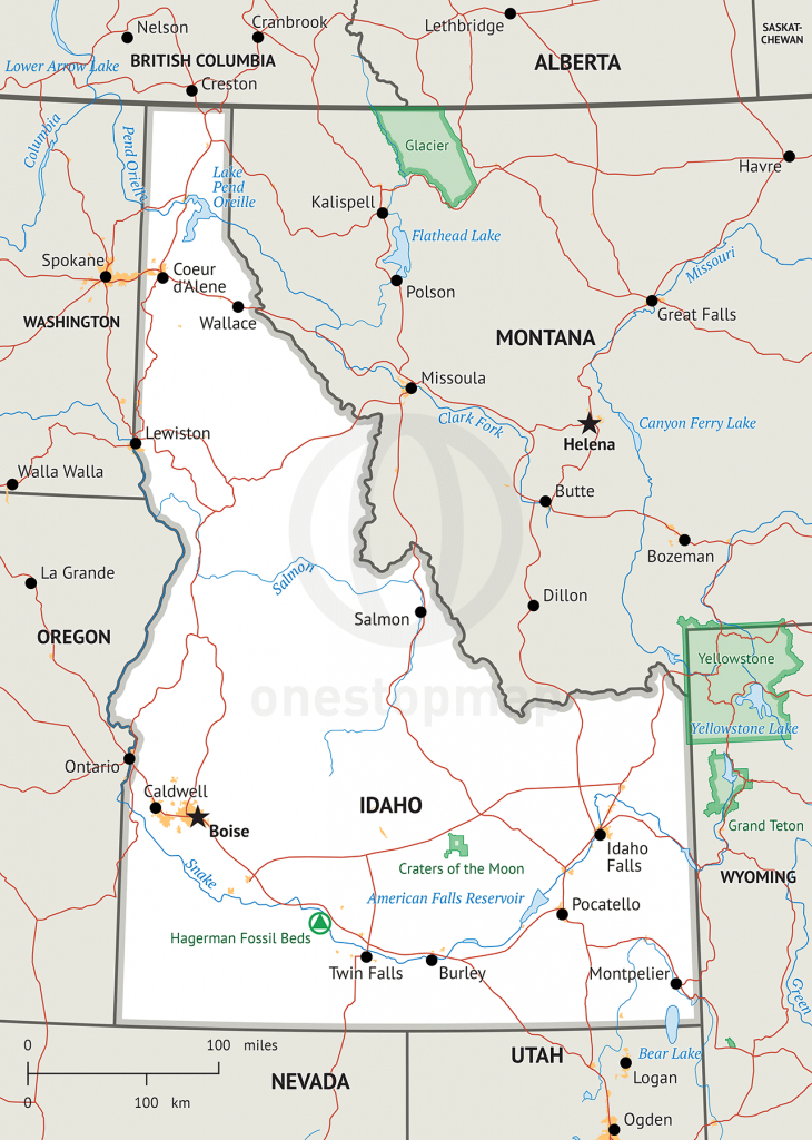 Stock Vector Map Of Idaho | One Stop Map - Printable Map Of Idaho