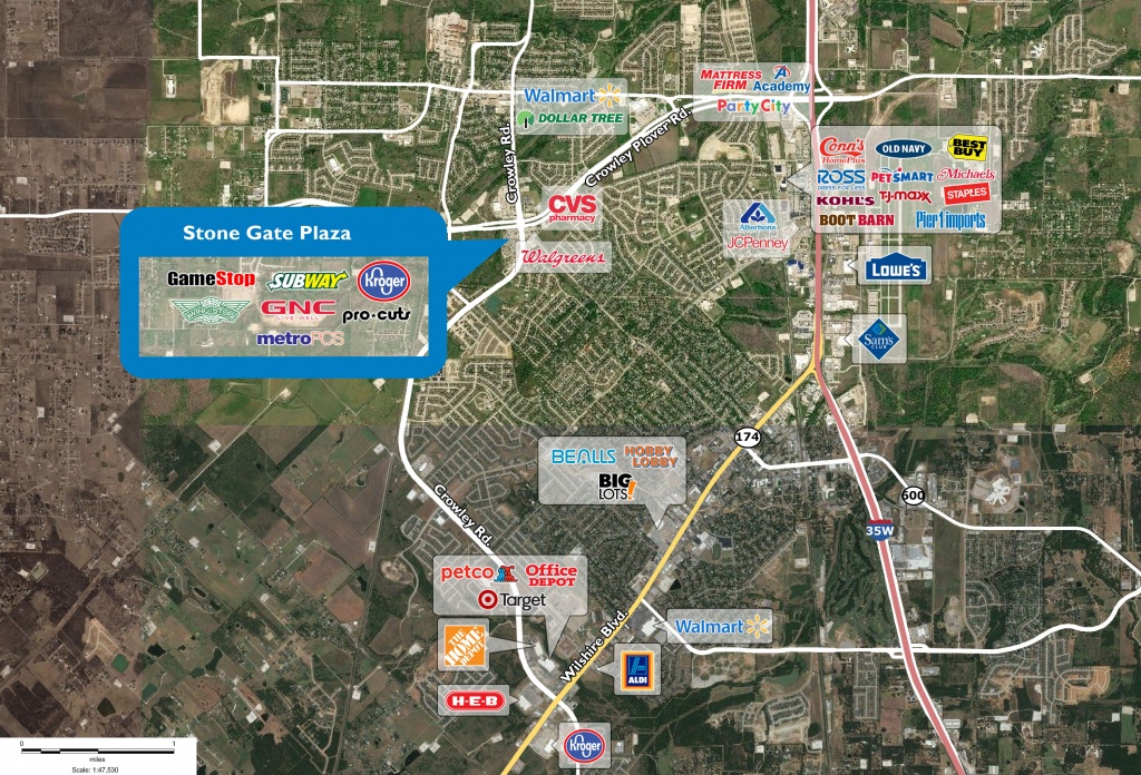 Stone Gate Plaza | Phillips Edison &amp;amp; Company - Crowley Texas Map