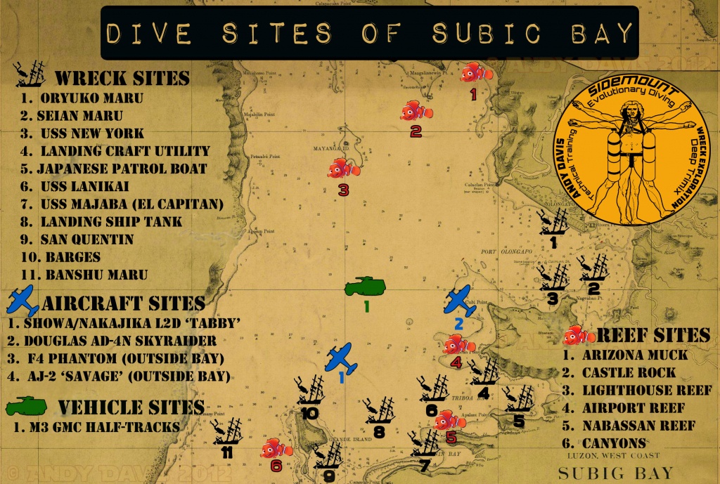 Subic Bay Dive Sites | Map And Descriptions | Wreck Diving - Florida Dive Sites Map