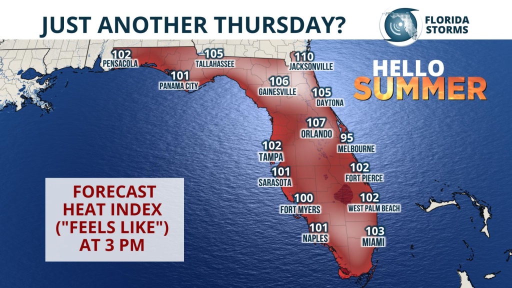 Summer Arrives, But It&amp;#039;s Just “Thursday” To Floridians - Florida Storms - Florida Heat Index Map