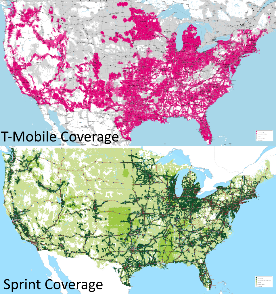 T-Mobile Vs Sprint Coverage Maps (11-15-2015) : Tmobile - Sprint Coverage Map Southern California