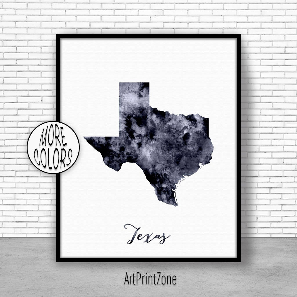 Texas Art Print Texas Decor Texas Print Texas Map Art Print Map - Texas Map Artwork