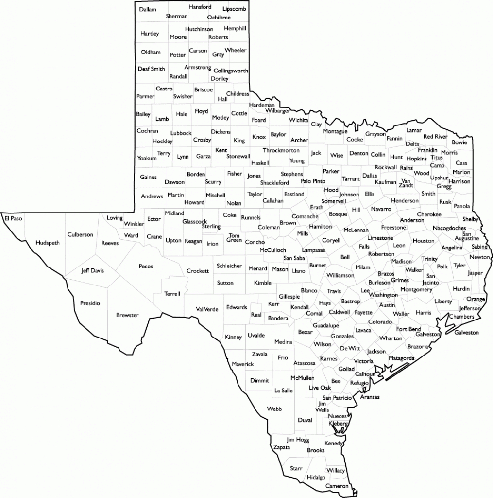 Texas County Map With Names - Printable Map Of Texas