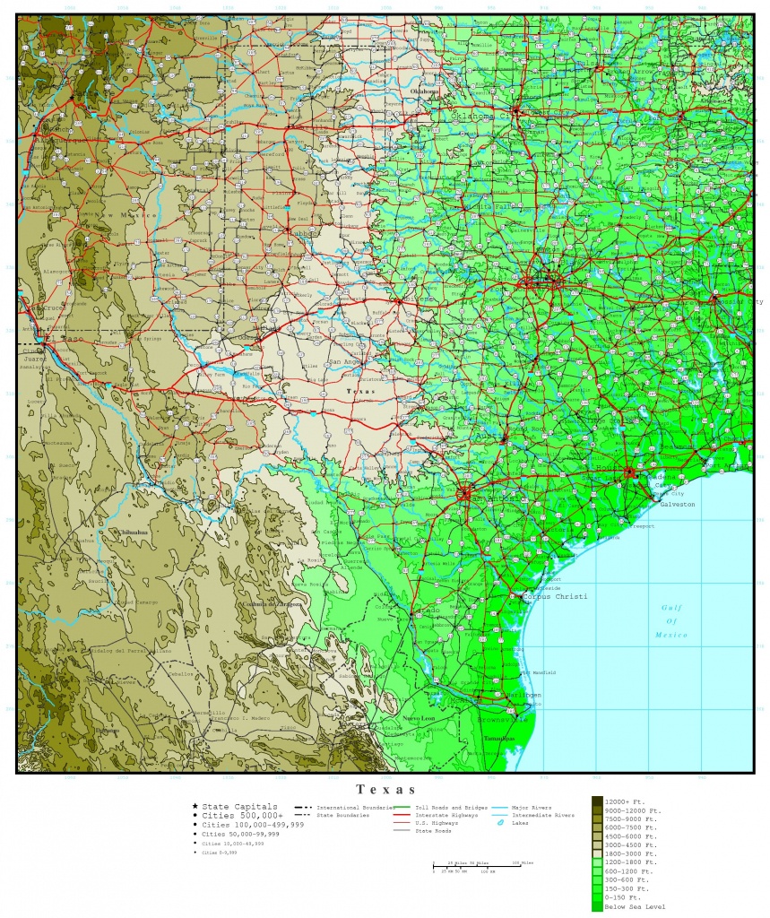 Texas Elevation Map - Texas Elevation Map By County