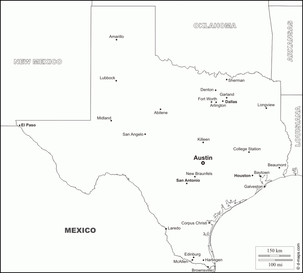 Texas : Free Map, Free Blank Map, Free Outline Map, Free Base Map - Texas Map Outline Printable
