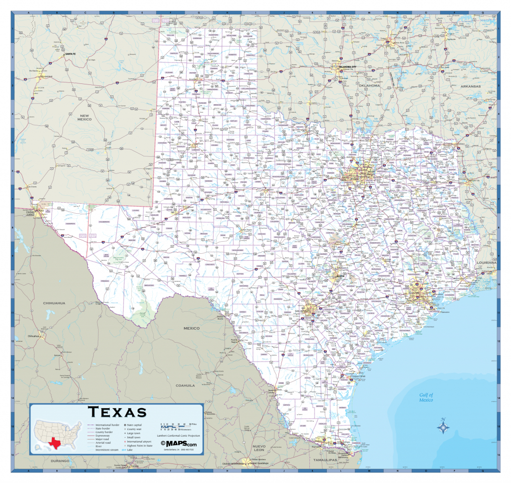Texas Highway Wall Map - Texas Wall Map