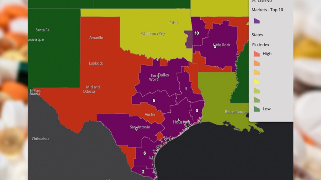Texas Leads Country In Flu Activity, According To Walgreens - Texas Flu Map 2017
