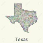 Texas Line Art Map From Colorful Curved Lines Royalty Free Cliparts   Map Of Texas Art