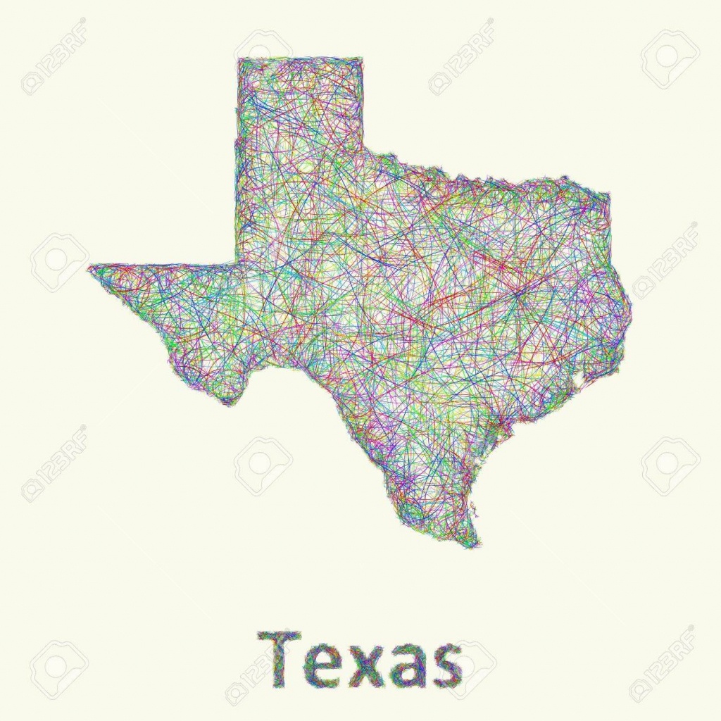 Texas Line Art Map From Colorful Curved Lines Royalty Free Cliparts - Map Of Texas Art