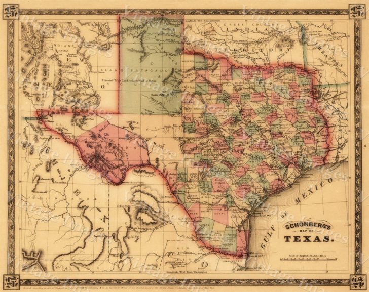 Old Texas Map Wall Art