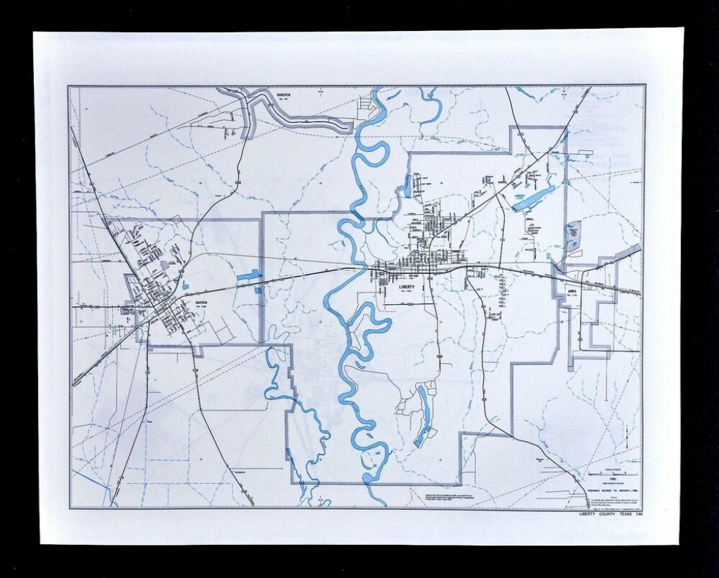Texas Map - Liberty County - Dayton Kenefick Ames Trinity River | Ebay - Dayton Texas Map