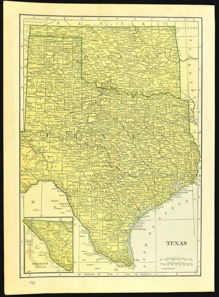Texas Map Of Oklahoma Map Of Texas Wall Art Decor Original | Etsy - Map Of Oklahoma And Texas