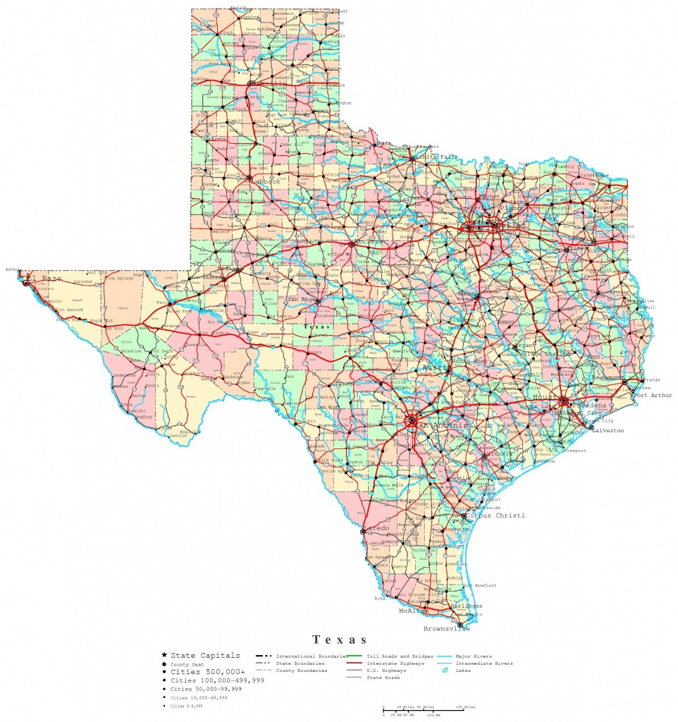 Texas Printable Map - Texas County Map With Roads