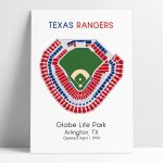Texas Rangers Mlb Stadium Map Ballpark Map Baseball Stadium | Etsy   Texas Rangers Map