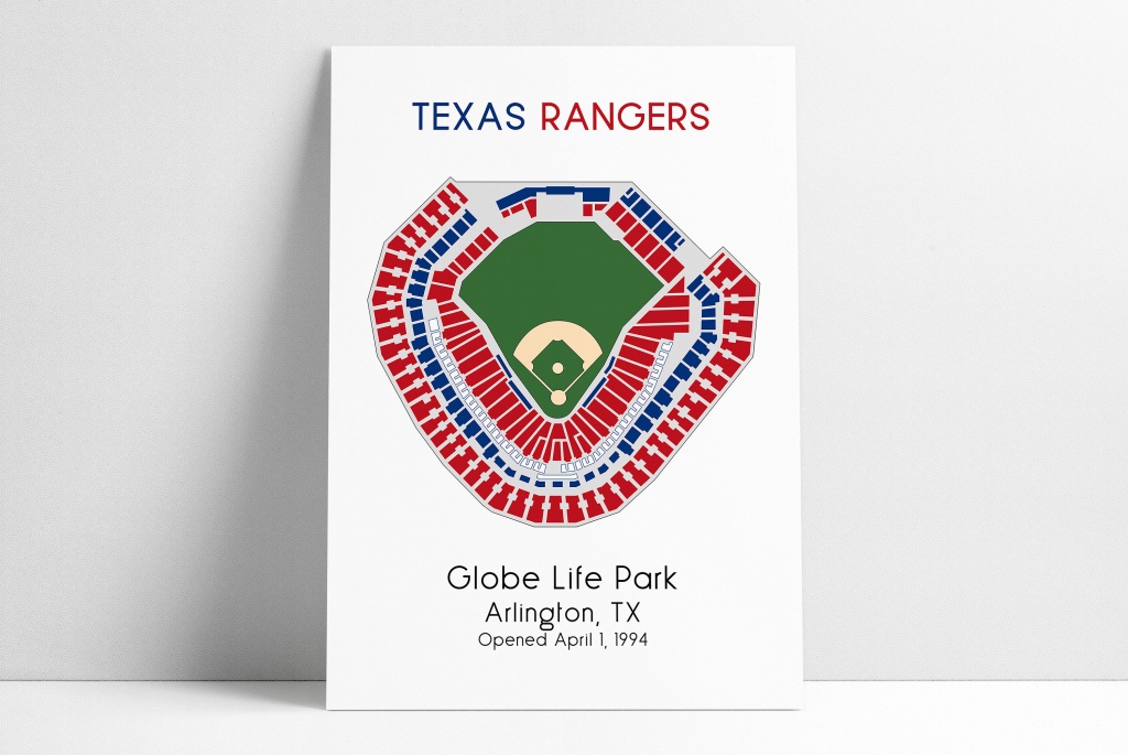 Texas Rangers Mlb Stadium Map Ballpark Map Baseball Stadium | Etsy - Texas Rangers Map