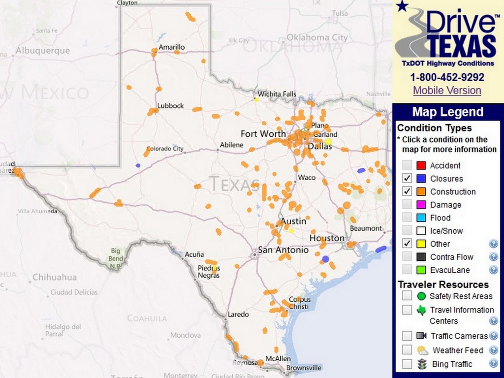 Texas Road Condition Map | Smoothoperators - Texas Highway Construction Map