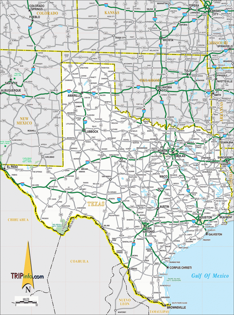 Texas Road Map - Map Of Texas Roads And Cities