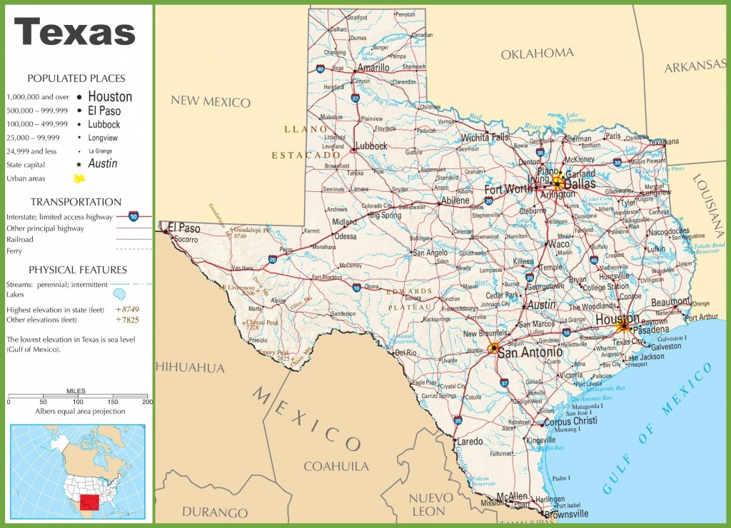 Texas Road Map Printable | Sitedesignco - Texas Road Map 2018