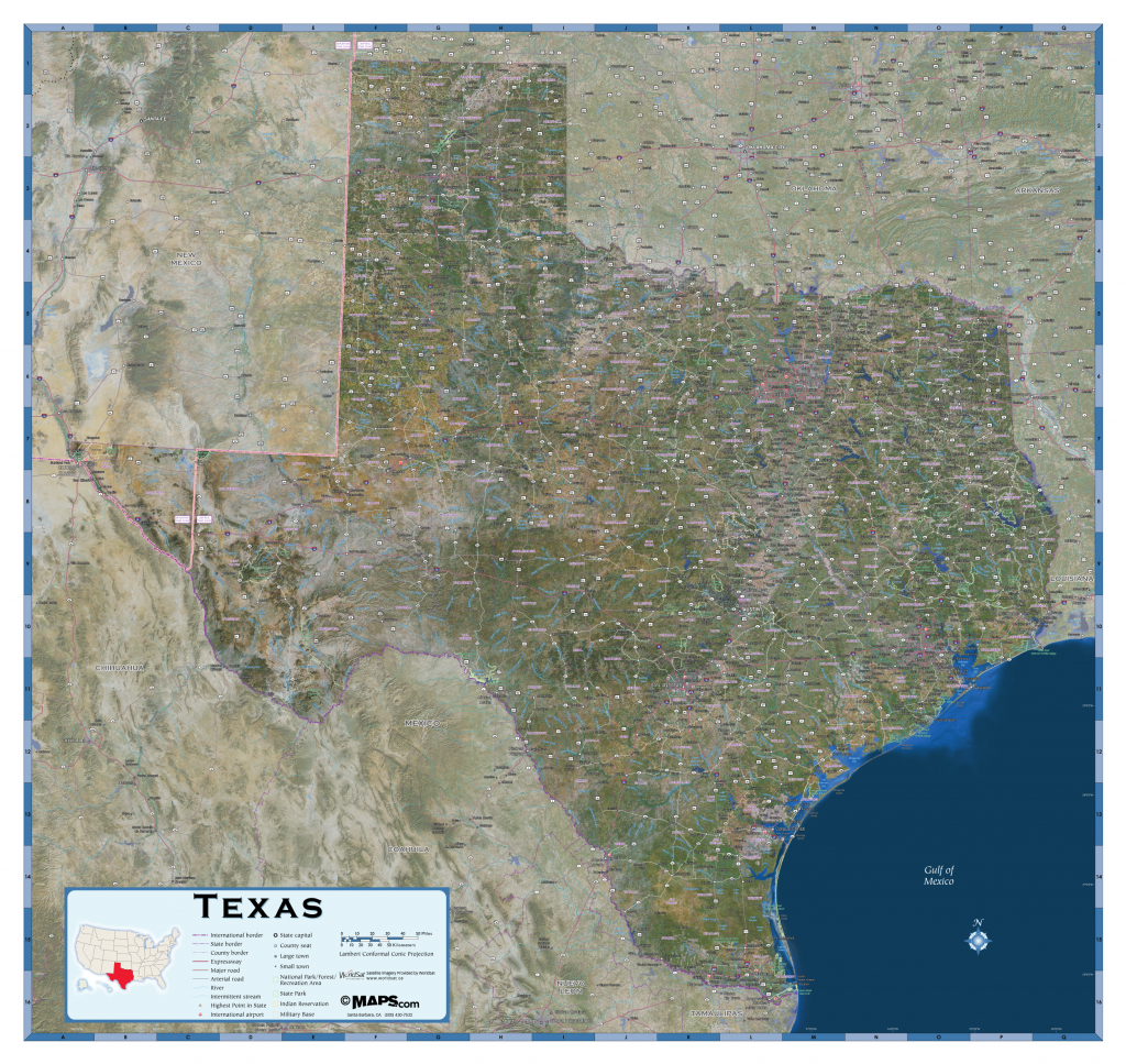 Texas Satellite Wall Map - Maps - Texas County Wall Map