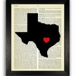 Texas State Art Print Texas State Map Poster Texas Love | Etsy   Texas Map Artwork